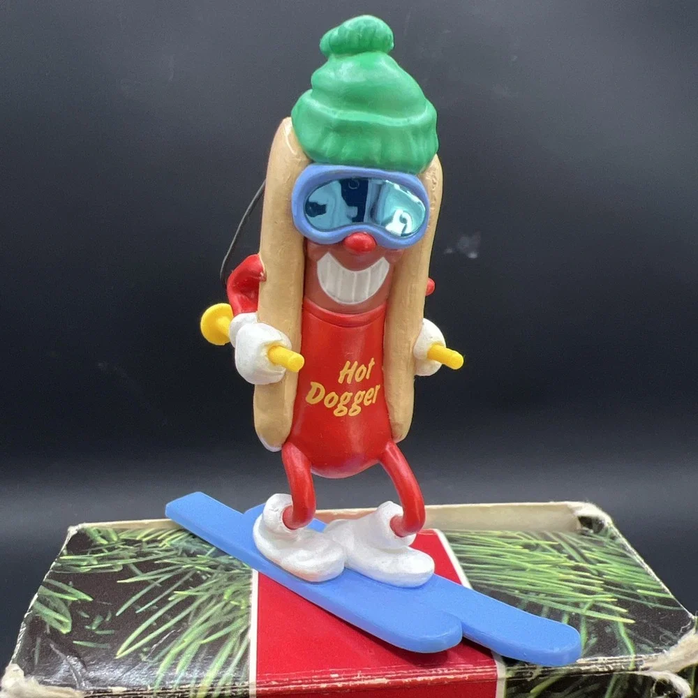 Vintage 1990 Hallmark Keepsake Christmas Ornament Hot Dogger Hot Dog On Ski's